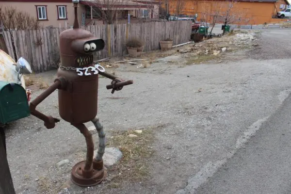 Is AI Taking Over Sun Valley? Robot sculpture in Sun Valley, NV