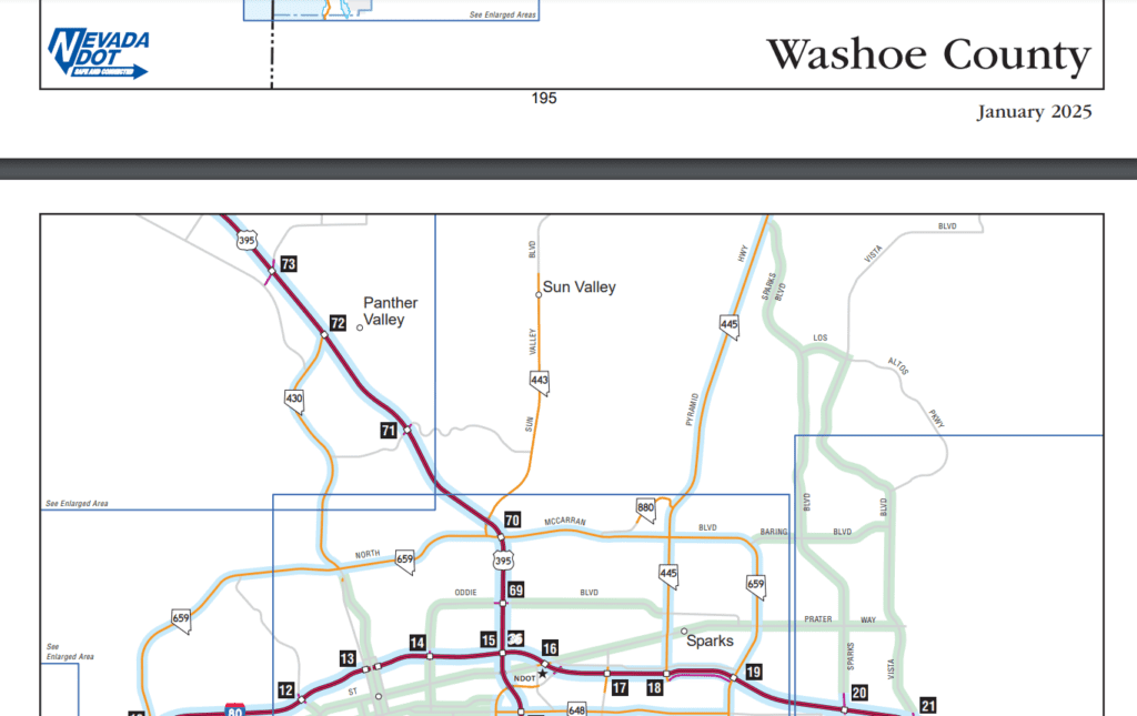 NDOT map showing Sun Valley Blvd