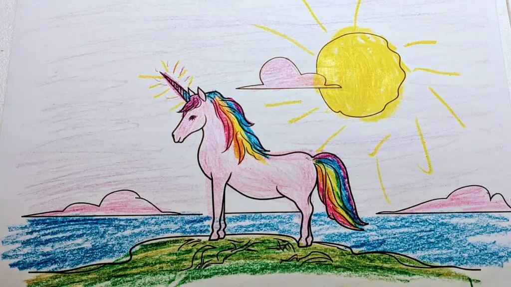 Pretty unicorn coloring page by Sophia R.