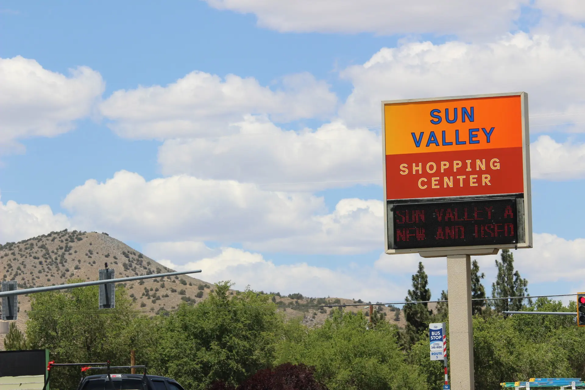 New sign for Sun Valley Shopping Center in Sun Valley, Nevada