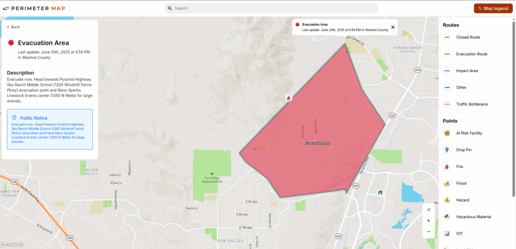 Marie Fire Evacuation Zone