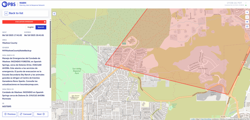 Another view of the current Sun Valley evacuation zone.