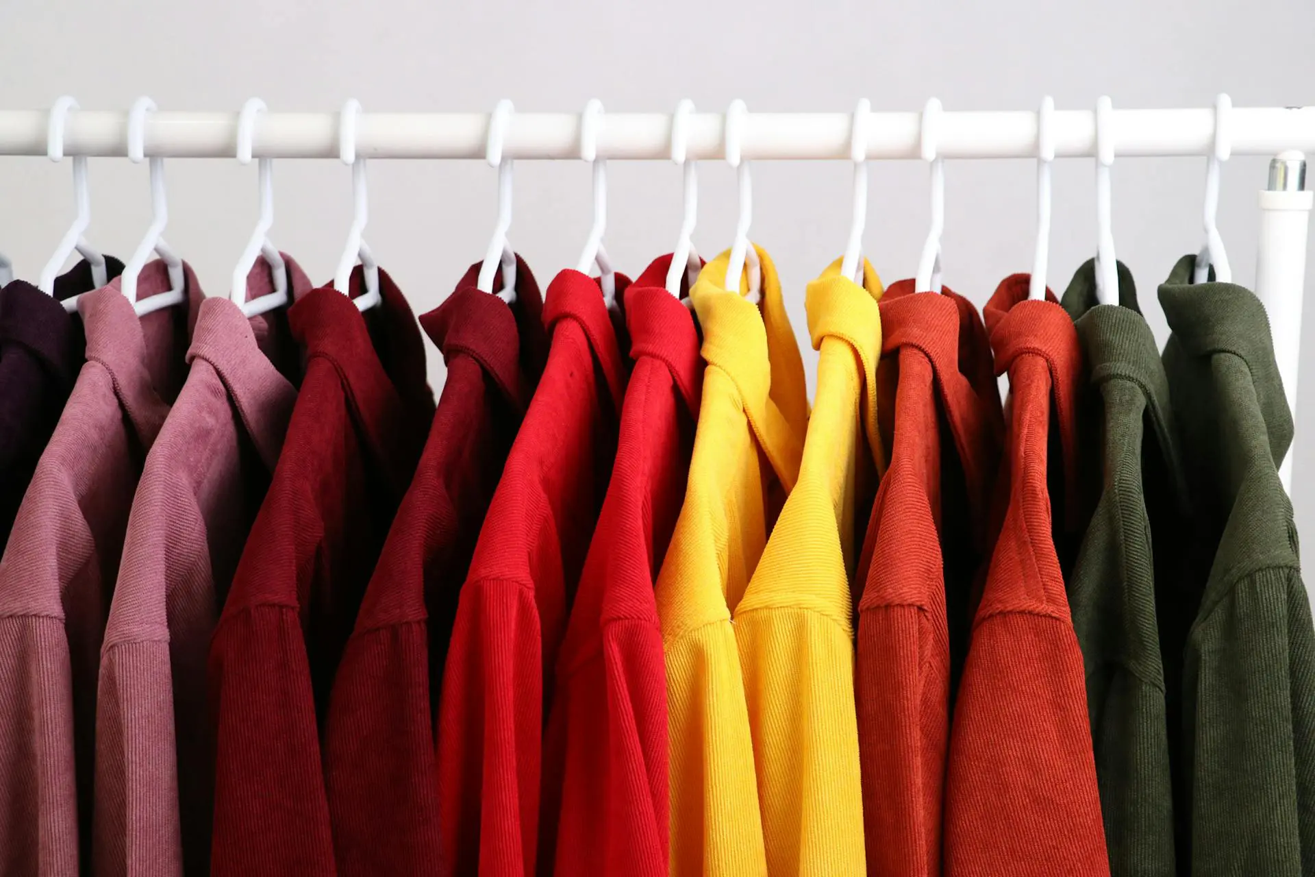 Colorful clothing hanging on a rack