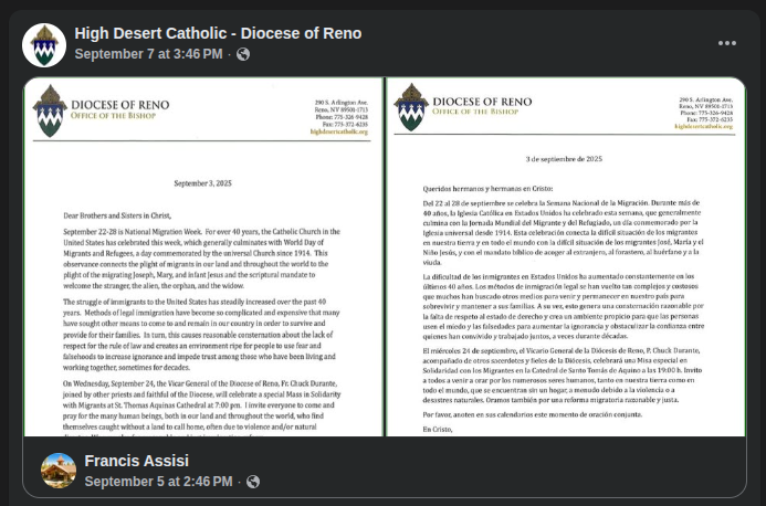 Facebook post about National Migration Week