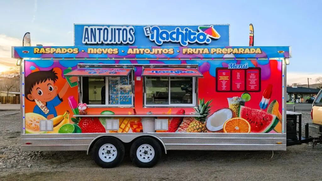 The cute design of Antojitos El Nachito is located on Sun Valley Blvd in the parking lot of the Super Carniceria.