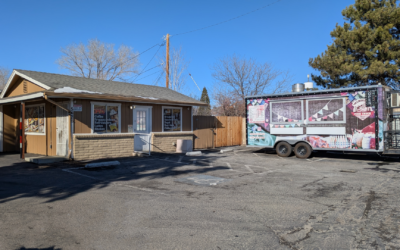 View of Mendoza's Coffee Shop and Food Truck in the morning.