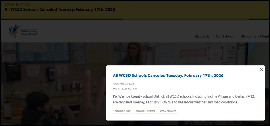 All WCSD Schools Canceled Tuesday, February 17th, 2026