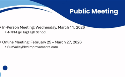 RTC public meeting notice for the Sun Valley Blvd Corridor Improvement Project (Phase 2) in March 2026.