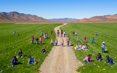 AI-generated Easter egg hunt scene