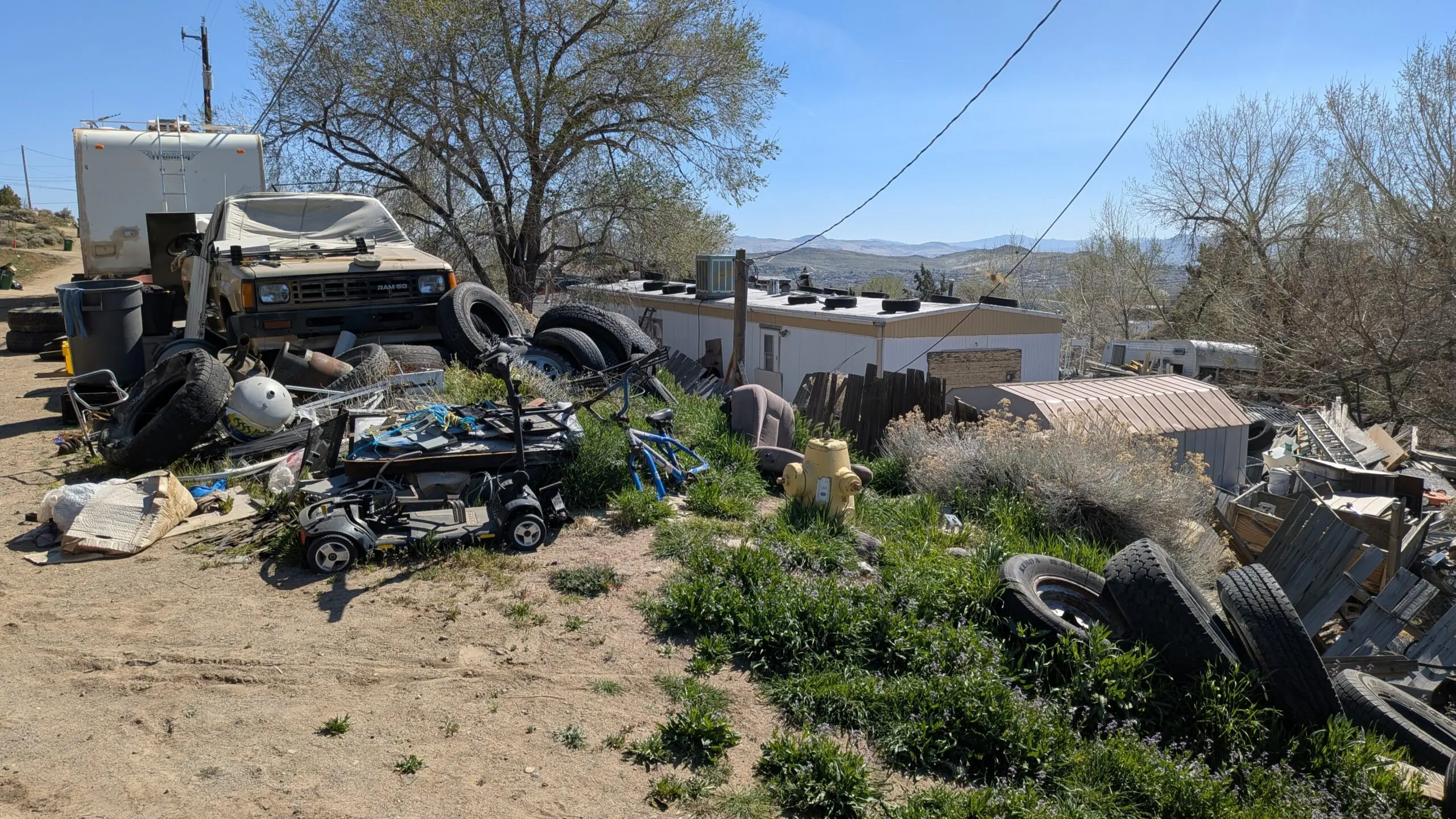 A roadway parcel on Quartz Ln in Sun Valley where illegal dumping has occurred