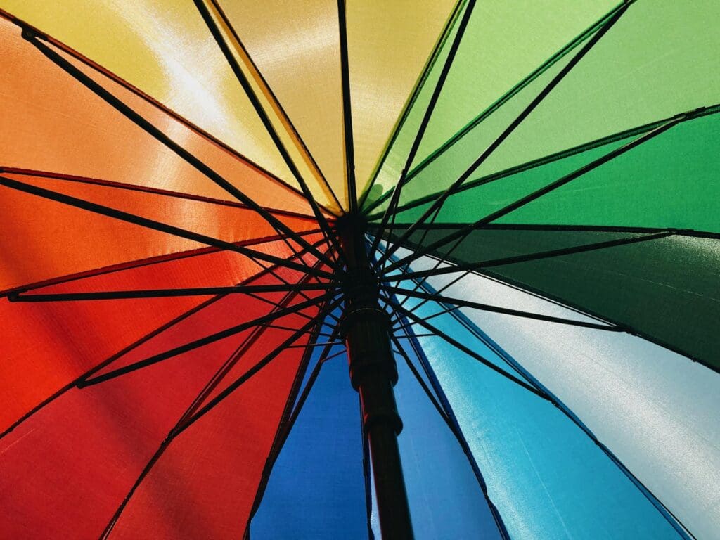 Photo by Mario Laya from Pexels: https://www.pexels.com/photo/a-colorful-umbrella-16900455/