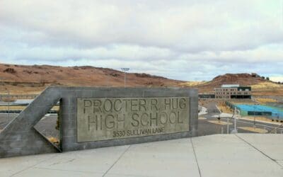 Hug High School sign and grounds
