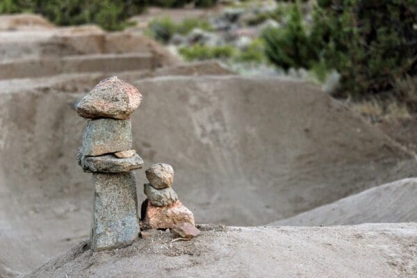Stone Marker at the Biggest Little Bike Park in Sun Valley, Nevada.