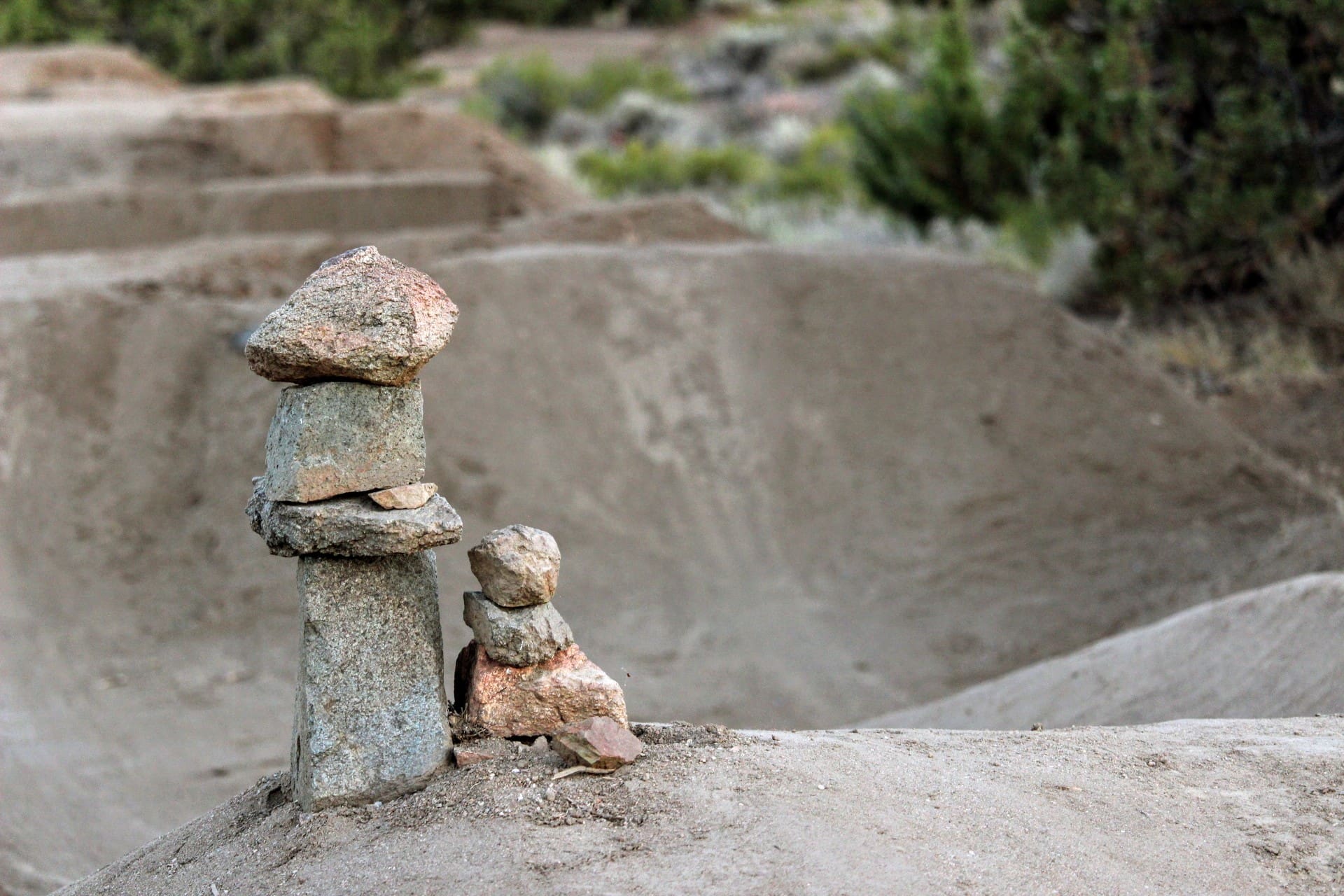 Stone Marker at the Biggest Little Bike Park in Sun Valley, Nevada.