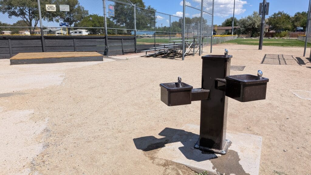 Fresh drinking water for up to 3 people simultaneously, courtesy of the Haws Corporation.