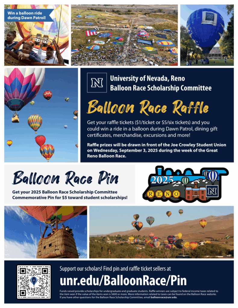 Flyer for 2025 UNR Balloon Race Raffle