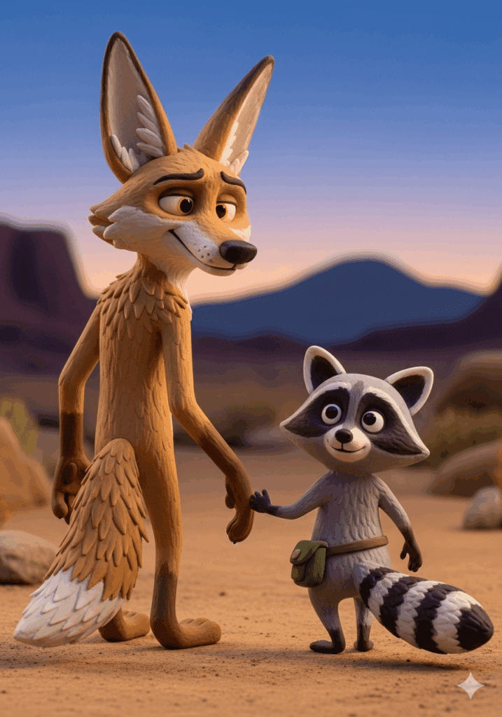 Tom and Bandit head home, walking hand in hand, as nightfall approaches.