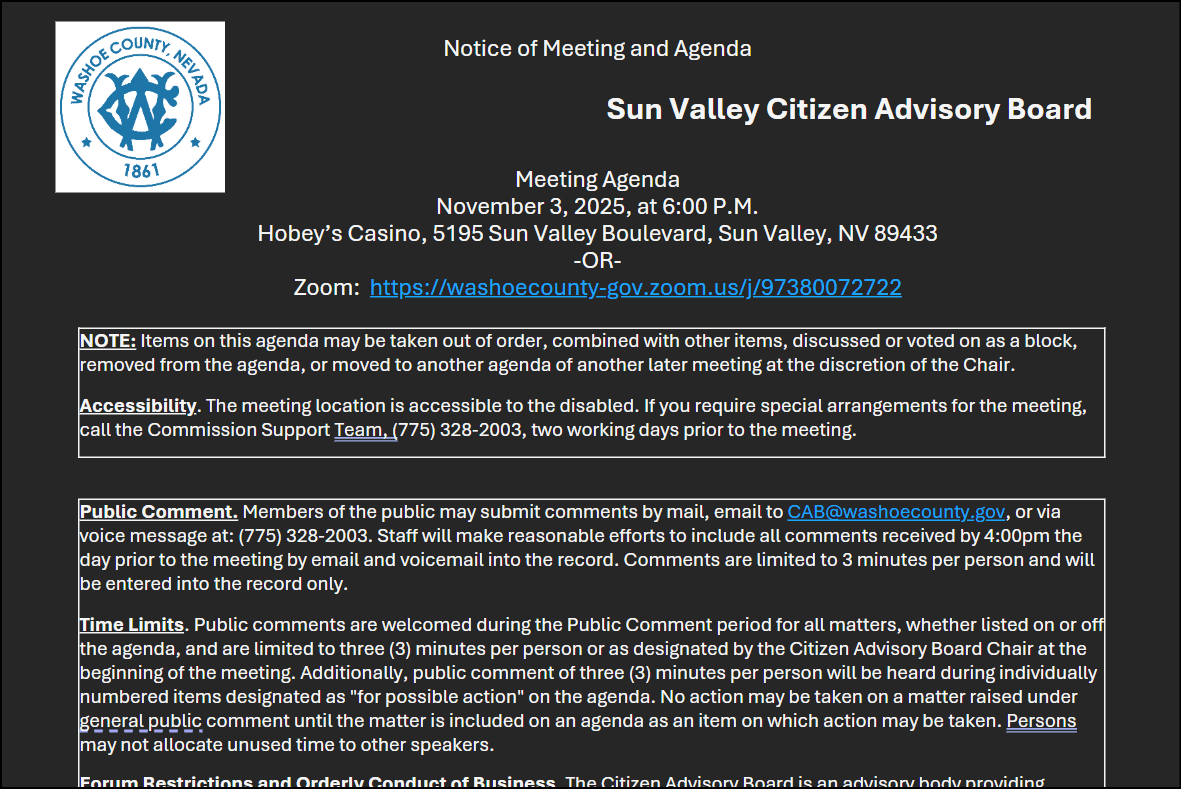 Sun Valley Citizen Advisory Board