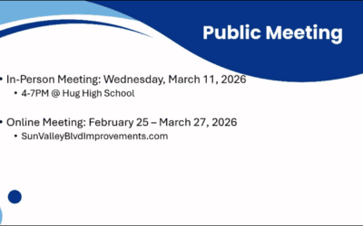 RTC public meeting notice for the Sun Valley Blvd Corridor Improvement Project (Phase 2) in March 2026.