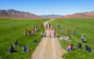 AI-generated Easter egg hunt scene