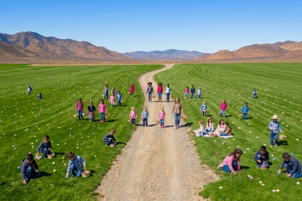 AI-generated Easter egg hunt scene