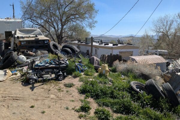 A roadway parcel on Quartz Ln in Sun Valley where illegal dumping has occurred