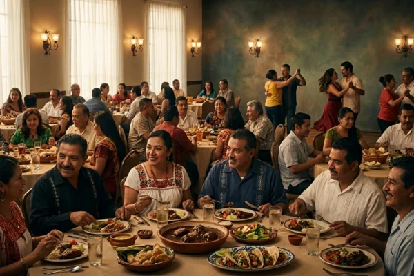 AI-generated image of people enjoying a nice evening of Hispanic culture