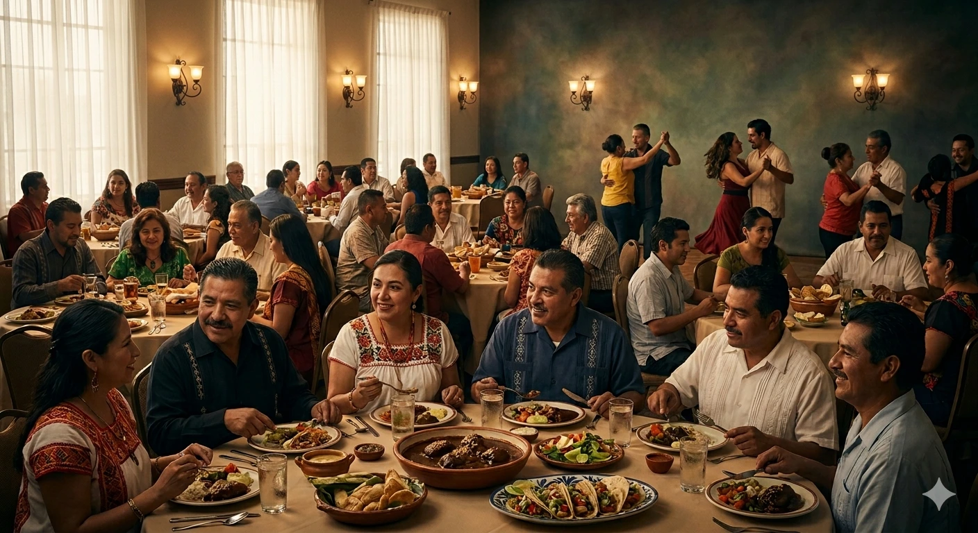 AI-generated image of people enjoying a nice evening of Hispanic culture