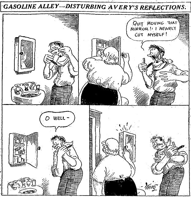 Disturbing Avery's Reflections. Gasoline Alley (1920) is in the public domain.