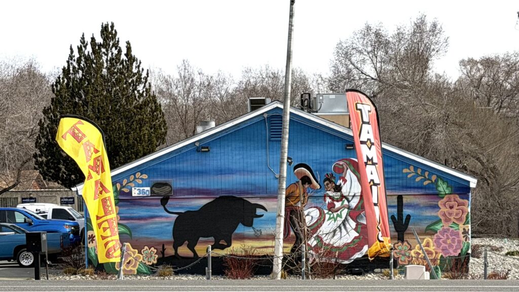 The old Community Hall in Sun Valley, NV, also known in years past as "The Big Blue Building."