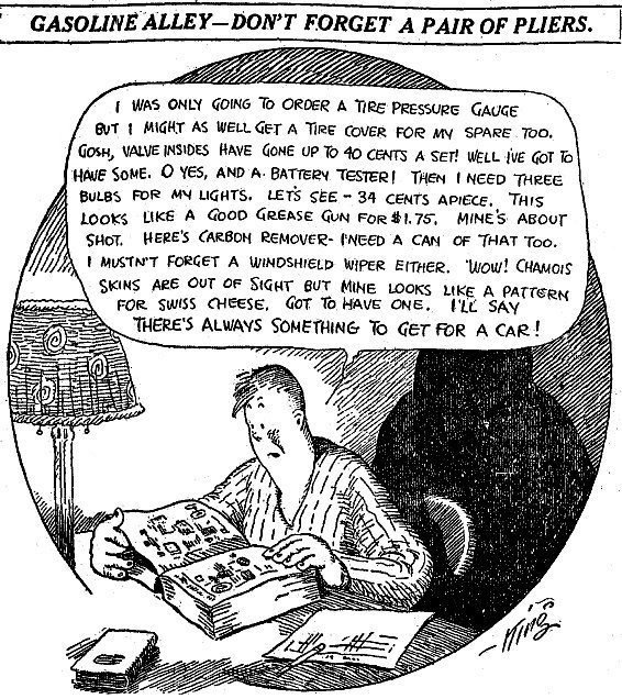 Don't Forget a Pair of Pliers. Gasoline Alley (1920) is in the public domain.