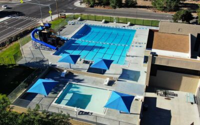 Aerial view of the Sun Valley Robert & Norma Fink Pool Complex in Sun Valley, Nevada.