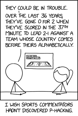 Sports Commentary. "The plural of anecdote may not be data, but the singular of data is anecdote." Courtesy of xkcd.