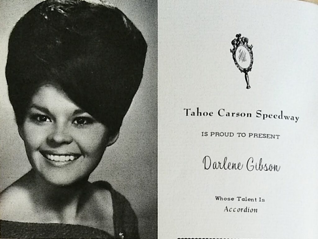 Partial page from the program booklet from the 1967 Miss Carson City Pageant, featuring Darlene Gibson.
