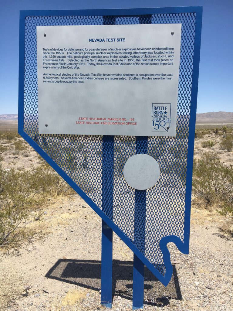 Nevada Test Site historical marker. Colinonomoore, CC0, via Wikimedia Commons