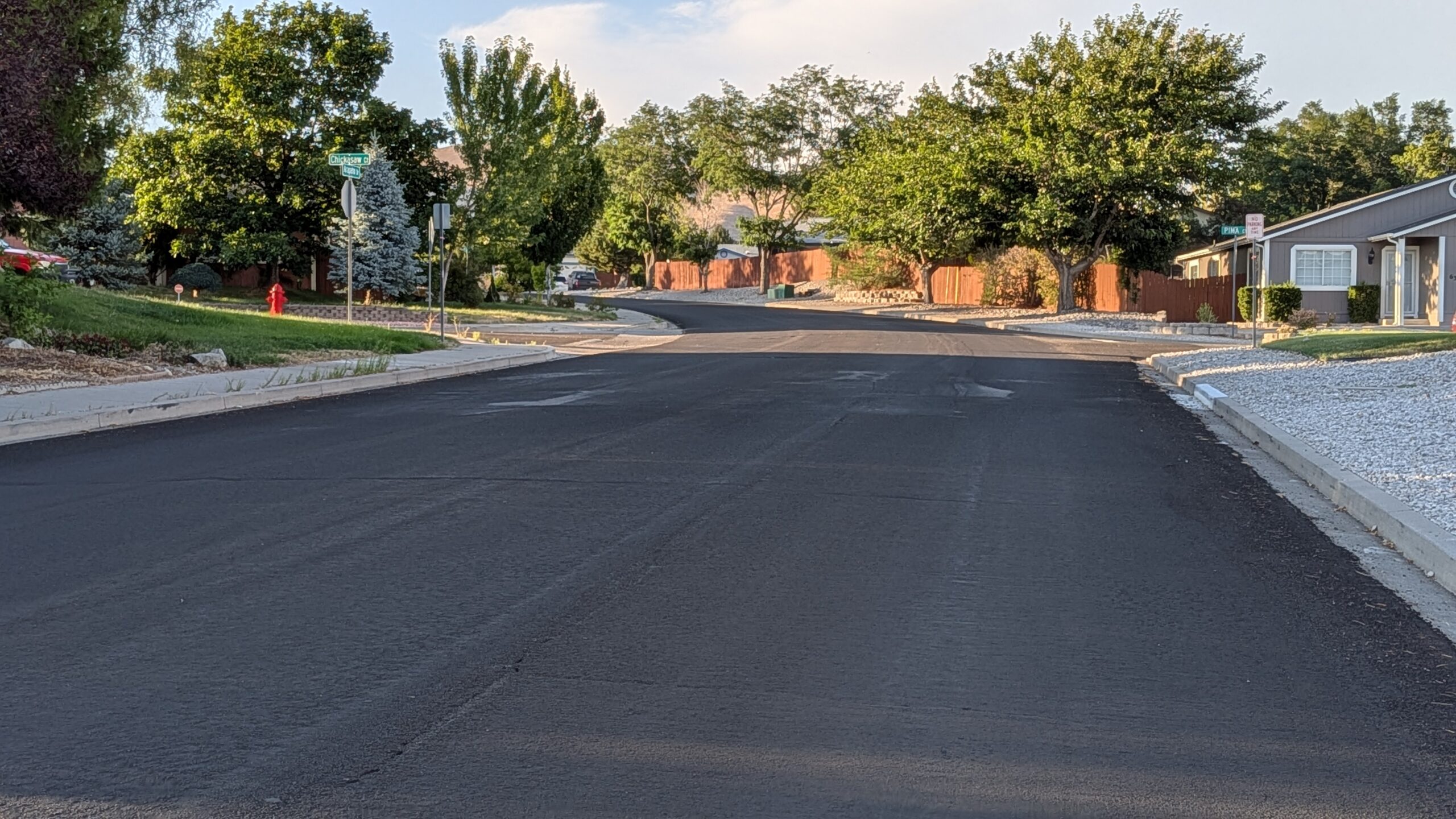 New slurry seal on portions of Arapaho Dr in Highland Ranch.