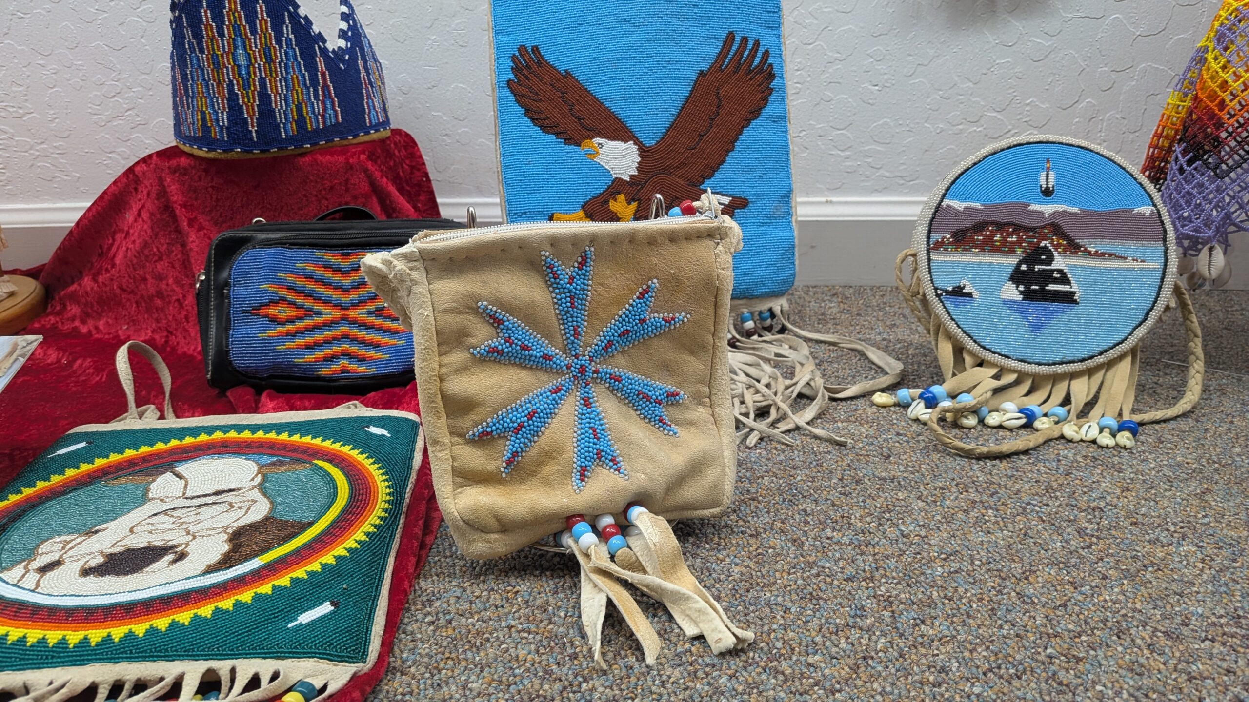 A selection of Paiute beaded purses, as seen at the Pyramid Lake Paiute Tribe Museum and Visitors Center.