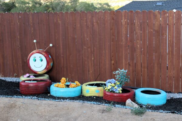 The happy caterpillar, as seen on Sidehill Dr in Sun Valley, NV.