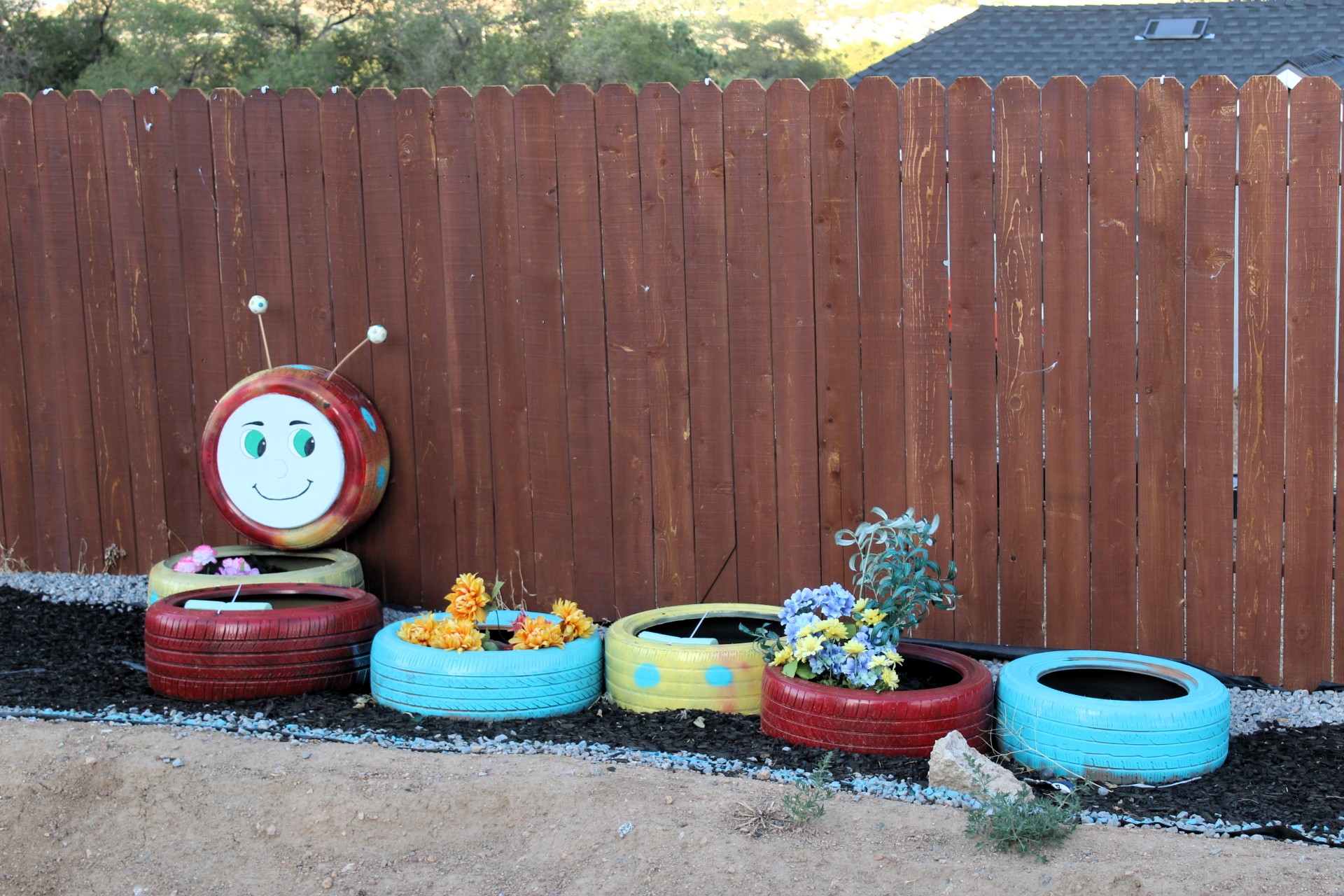 The happy caterpillar, as seen on Sidehill Dr in Sun Valley, NV.