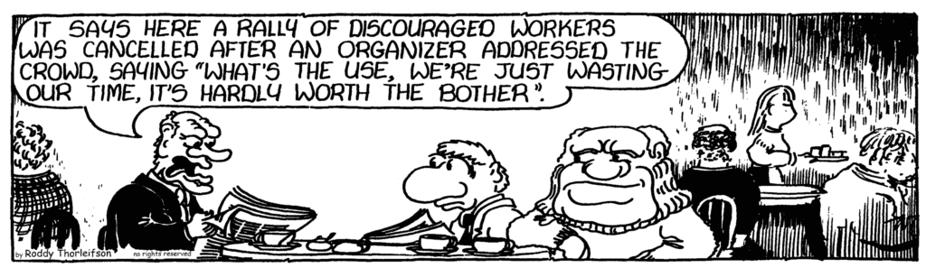 Discouraged workers. Courtesy of Moose Lake Cartoons.
